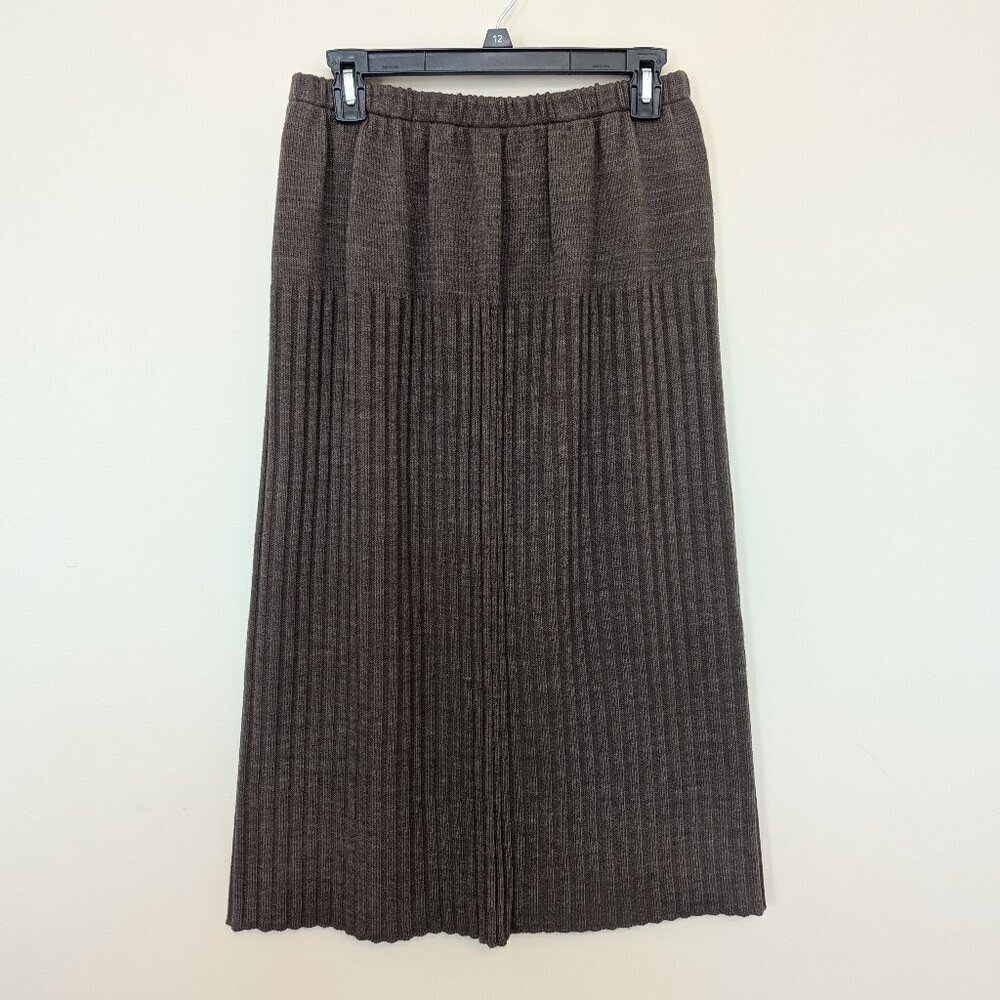 VINTAGE Brown ribbed knit sweater skirt USA made EUC dark academia fall autumn
